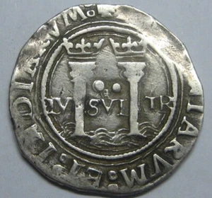 1500s MEXICO 2 REAL COB ASSAYER O CHARLES & JOHANNA PILLAR SPANISH COLONIAL ERA - Picture 1 of 7