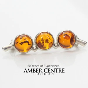 ITALIAN HANDMADE GERMAN BALTIC AMBER ELEGANT BROOCH 925 SILVER BD022 RRP£50!!! - Picture 1 of 9