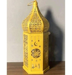Islamic Holiday Decor | Eid Mubarak Moroccan Wind Lantern 11.8in - Gold - Picture 1 of 1
