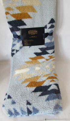 Pendleton Peak Canyon Sherpa Throw Blanket 50" X 70" Light Blue Plush Aztec - Image 1 of 4