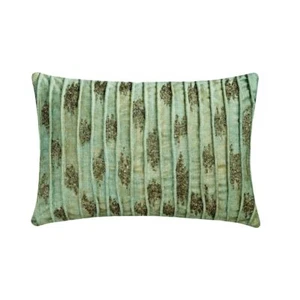 Decorative Lumbar Cushion Case Blue Set of 2, Rectangle Silk - Madelaine - Picture 1 of 3