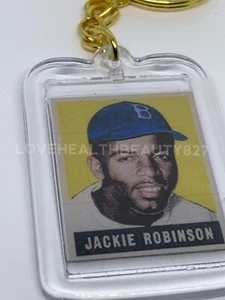 Jackie Robinson 1948 Leaf 79 Brooklyn Dodgers Card Replica Gold Key Chain - Picture 1 of 9
