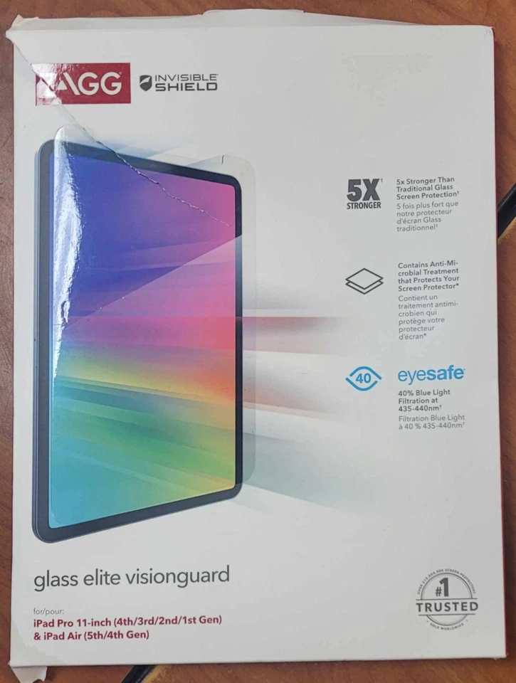 ZAGG Glass Elite VG for 11-inch Apple iPad Pro, iPad Air Gen. 4/5 in Damaged Box - Image 1 of 3