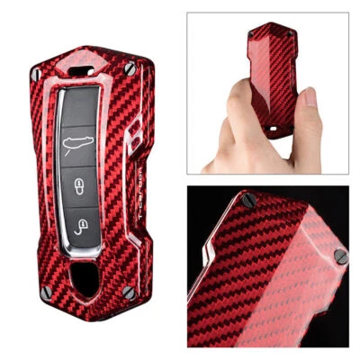 Red Carbon Fiber Keychain Case Cover For 2017-2018 Porsche Cayenne Panamera - Image 1 of 4