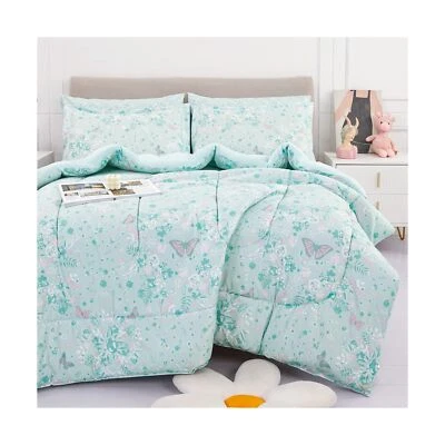 Viviland Twin Butterfly Comforter Set for Girls - Kids Brushed Microfiber Twi... Foto 1 de 4