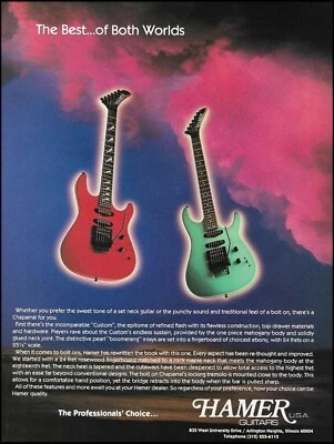 1988 Hamer Chaparral Custom guitar original advertisement 8 x 11 ad print - Image 1 of 3