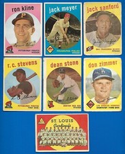 1959 TOPPS MLB BASEBALL CARD WHITE OR GRAY BACK 1-572 SEE LIST
