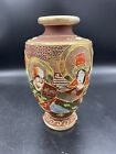 Japanese Satsuma Vintage Hand-Painted Style Pottery Vase With Gilding & Moriage