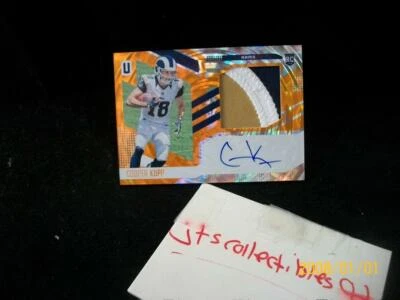2017 Panini Unparalleled Cooper KUPP RPA Orange 3 Color Patch Autograph 19/25 RC - Image 1 of 4