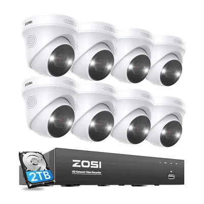 ZOSI ZOSK 4K NVR 8CH 5MP PoE CCTV Security Camera System AI Person Vehicle Detect 2TB