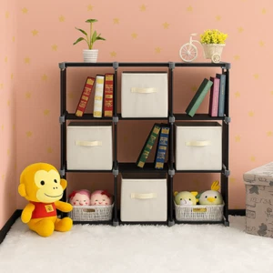 Multifunctional Assembled 3 Tiers 9 Compartments Storage Shelf Black - Picture 1 of 16