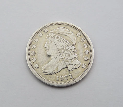 1837 Capped Bust Dime Silver -***  Graffiti  **--- Nice  Details Cover