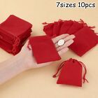 10pcs Red Velvet Drawstring Pocket Ideal for Storing Jewelry and Small Items