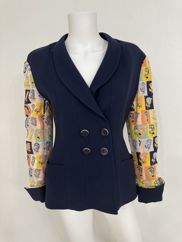 Karl Lagerfeld (ex direttore Chanel) giacca blazer blu navy Francia FR40 vestibilità S