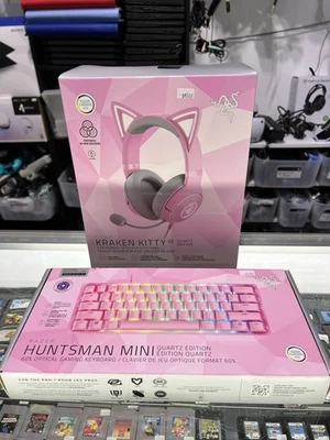 New Razer Huntsman Mini Quartz Edition Gaming Keyboard and Headset With Ears - Image 1 of 4