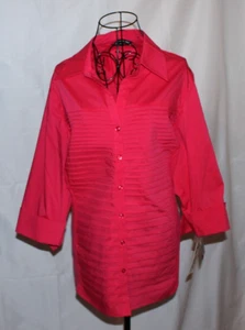 Pink Azelia Blouse Button Front Top Long Sleeve Shirt NWT 2X Cotton Blend - Picture 1 of 5