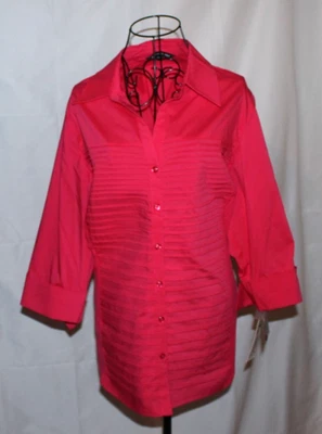 Pink Azelia Blouse Button Front Top Long Sleeve Shirt NWT 2X Cotton Blend - Image 1 of 4