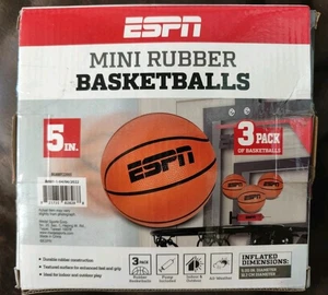 ESPN Mini Rubber Basketballs 5inch 3 Pack With Pump And Needle (SEE DETAILS) - Picture 1 of 5