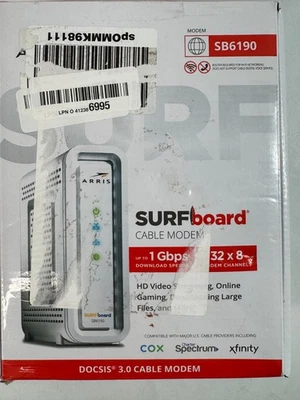 ARRIS SURFboard SB6190 DOCSIS 3.0 Cable Modem 32x8 1Gbps Spectrum Xfinity - Image 1 of 3