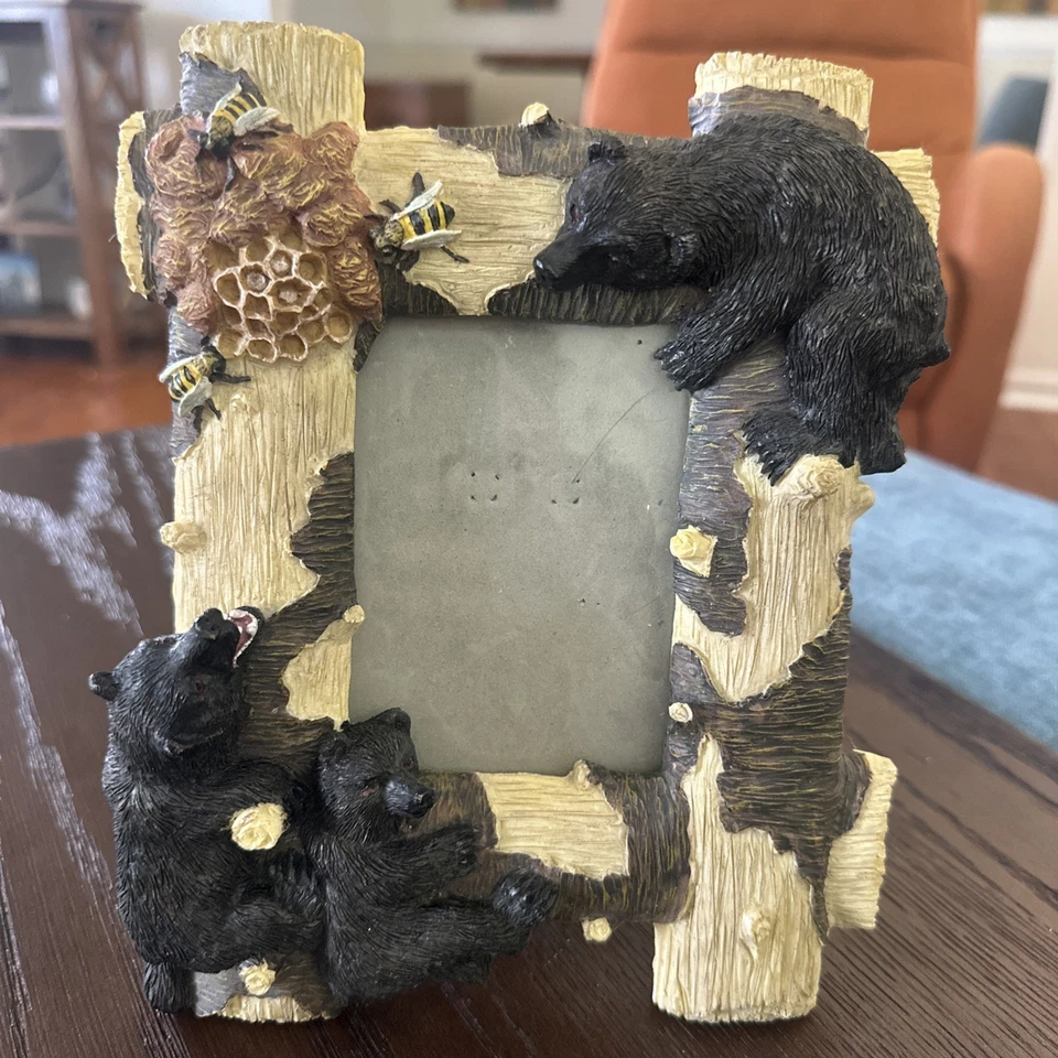 Marco de fotos 4 x 6 fotos de osos y abejas negras cabaña rústica Foto 1 de 4