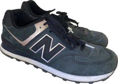 ХОРОШИЙ новый баланс 574 женщин размер 10 кроссовки серый/черный/розовый - Изображение 1 из 4