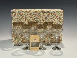 6 copas de vino Cristalleria Fratelli Fumo borde dorado hechas a mano en Italia - Imagen 1 de 14