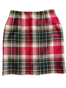 Chadwicks Skirt Womens Sz 12 Red Green Plaid Pencil Wool Blend Academic Uniform - Picture 1 of 4