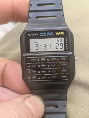 Casio CA-53W Digital Calculator Watch WR Black vintage Style Works NOS - Image 1 of 4