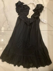 NWT French Connection French Fancy Ruffle Dress Black Cotton Size 8 $178 - Picture 1 of 2
