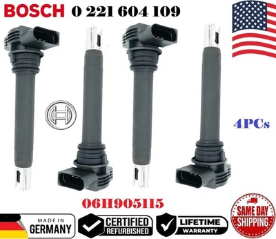 ✅ GENUINE 4x BOSCH Ignition Coils For 2004-2018 WV AUDI I4 I5 V10 # 0221604109 - Image 1 of 2