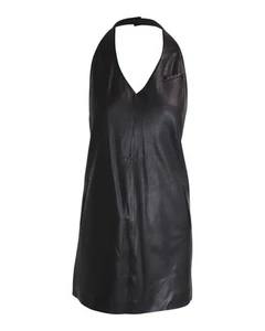 Alexander Wang Open-Back Halter Mini Dress In Lambskin Leather Women Bla Size 7 - Picture 1 of 5