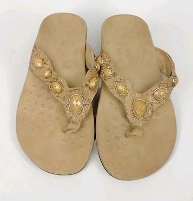 Vionic Eve II Flip Flop Sandals Womens Size 8 Arch Support Orthotic Tan Cork - Image 1 of 4