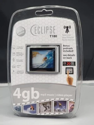 Eclipse T180 4GB MP3 Silver Music Video Player NIP Touch Screen  - New - Image 1 of 4