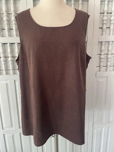 Camicia senza maniche Soft Focus donna 24W misto lino marrone minimal boxy, Y8 - Foto 1 di 8