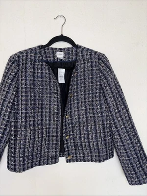 J.CREW Women’s tweed Jacket, Blazer NWT sz 10 Navy/black/beige - Изображение 1 из 4