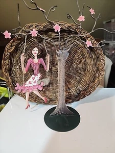 Rosa Dame Blumen Baum Schmuck Ständer Display Ohrring Halter Armband Ständer 14"  - Bild 1 von 4