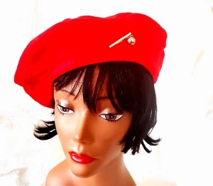 Grande Rojo Unisex Boina de Lanza Francesa Sombrero Liso Rojo Liso - Imagen 1 de 2