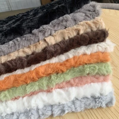 1X Faux Rabbit Fur Fabric Fluffy Doll Curly Hair Material DIY Sewing Costume New - Image 1 of 4