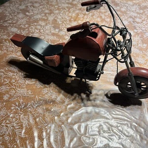Motorrad Kunst Skulptur Tischplatte Home Deko Metall Holz 15" Fahrrad - Bild 1 von 10