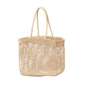 Khaki Knitted Pouch Handmade Straw Weaving Bag Hallow Out Shoulder Bag Summer - Picture 1 of 12