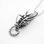 Vintage Silver Stainless Steel Dragon Head Pendant Necklace Men's Jewelry Chain 