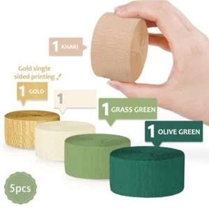 5 Rolls Crepe Paper 410ft Colored Crepe Paper Roll for Wedding Backdrop Birthday - Picture 1 of 8