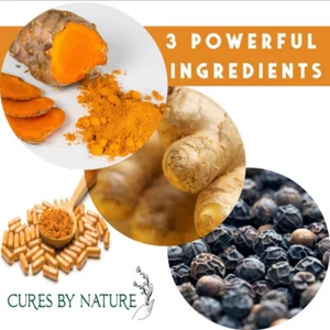 Organic Turmeric/Black Pepper/ginger CAPSULES Curcumin Halal Veg HIGH STRENGTH - Bild 1 von 4