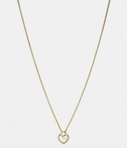 Collana oro 16" COACH perle bianche cuore NUOVA # 67111 con scatola