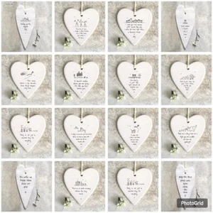 East of India Hanging White Porcelain Wobbly Hearts Inspirational Love Gift - Picture 1 of 20