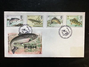 GB 1983 River Fish FDC, MercuryBrand, Izaak Walton, Stafford especial pmk (K109) - Imagen 1 de 1