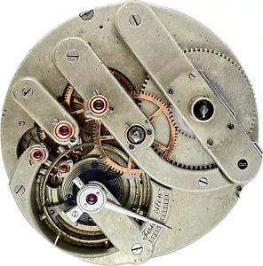 Antik 50 mm Farve Andrie Schlüssel Wind Taschenuhrwerk selten mit Goldeinstellungen - Bild 1 von 3