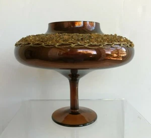 Franco Brown Glass Compote Vase Glassware Made in Italy new with sticker - Picture 1 of 10
