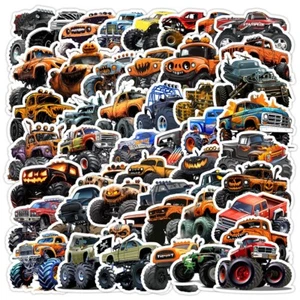 50pcs Waterproof Vinyl Stickers Monster Truck Cars Luggage Phone Laptop Window - Picture 1 of 10