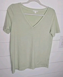 COS Sage Green V-Neck Tshirt Womens Size XS - Picture 1 of 7